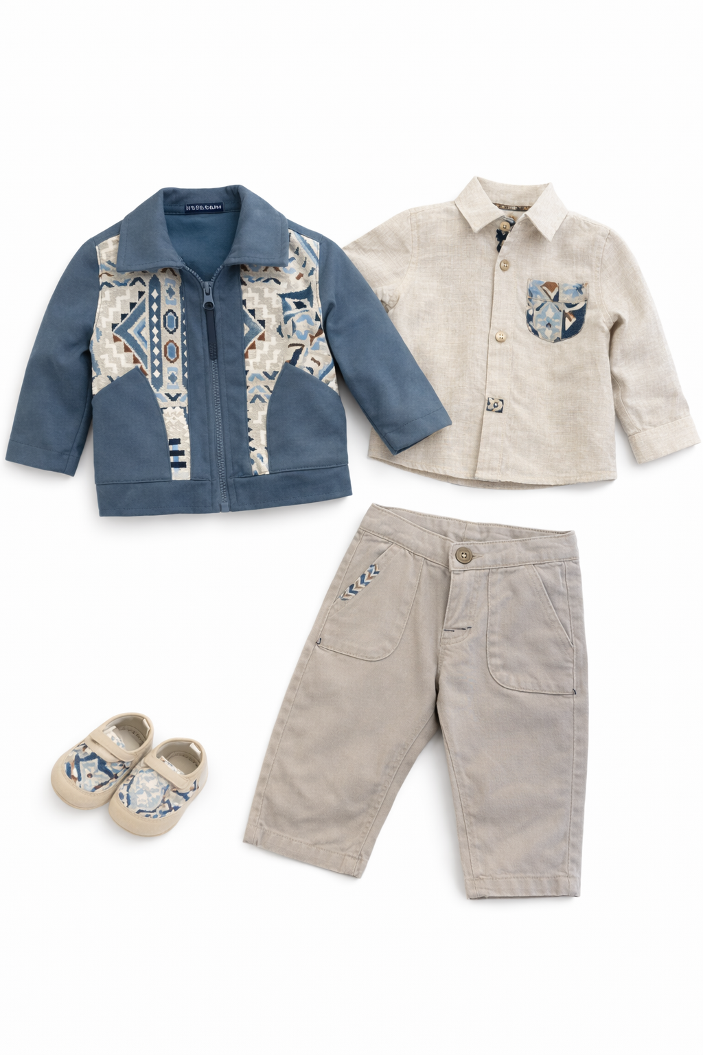 Completo neonato 4 pezzi con scarpette