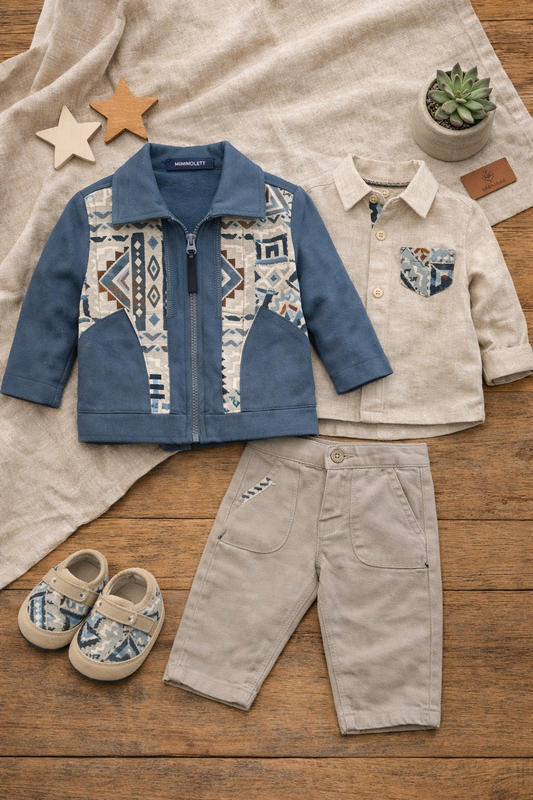 Completo neonato 4 pezzi con scarpette