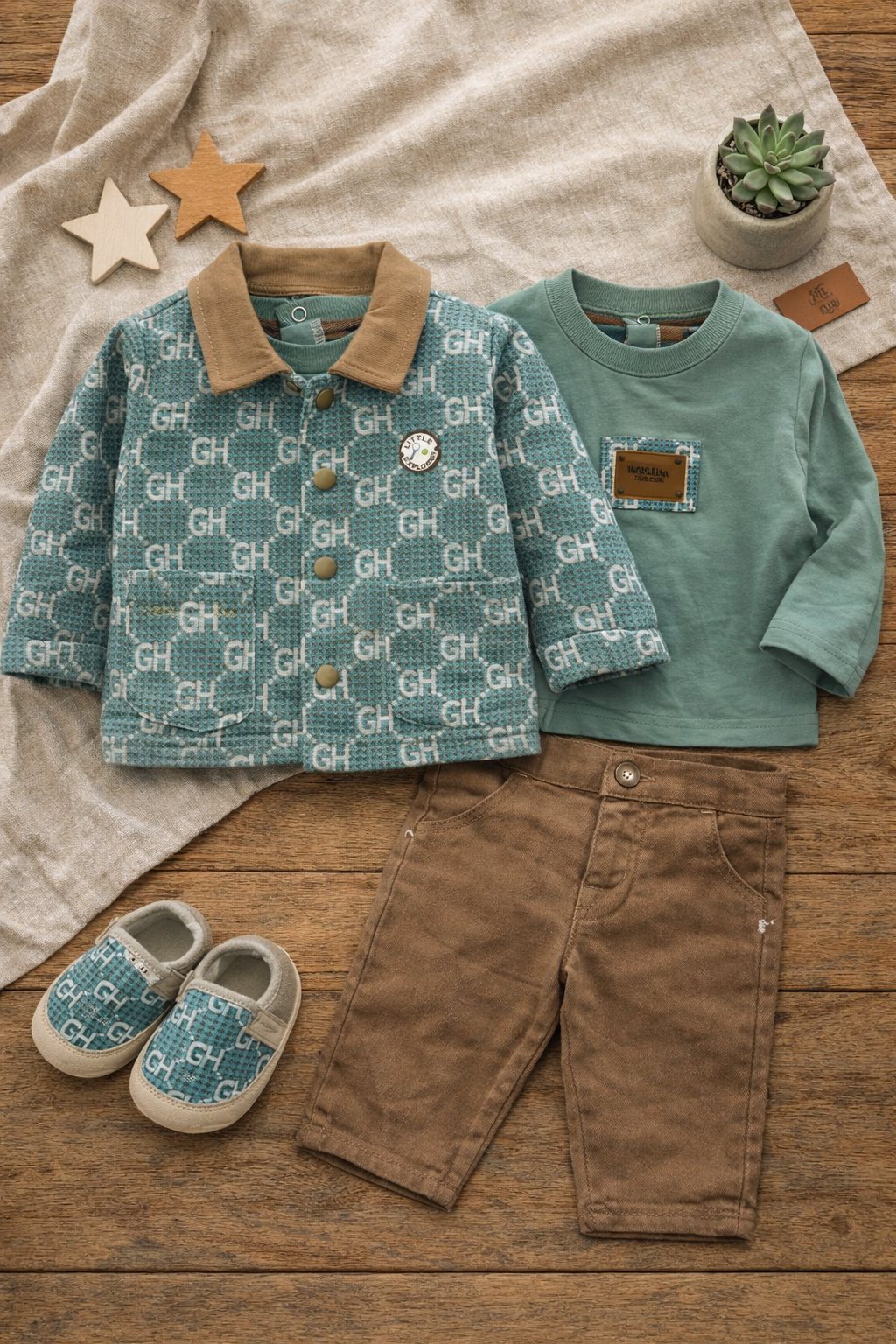 Completo neonato 4 pezzi con scarpette