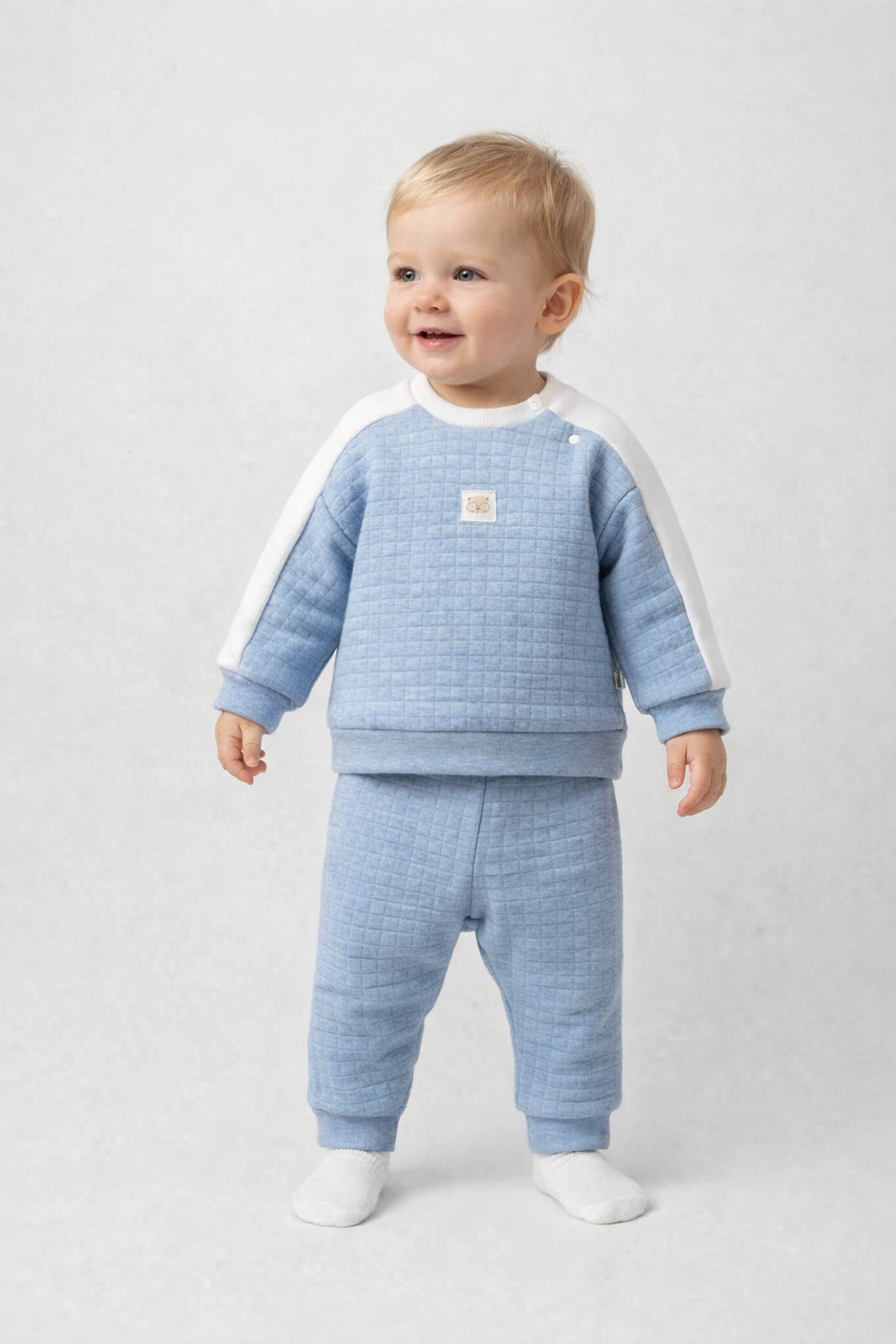 Completo neonato felpa e pantalone trapuntati