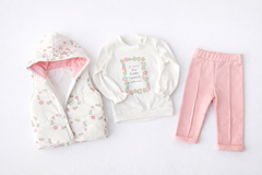 Baby-Komplettset 3-teilig mit gepolsterter Weste 100 % Baumwolle