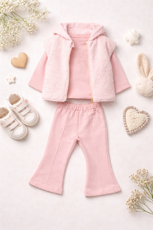 Completo bimba 3 pezzi con gilet imbottito