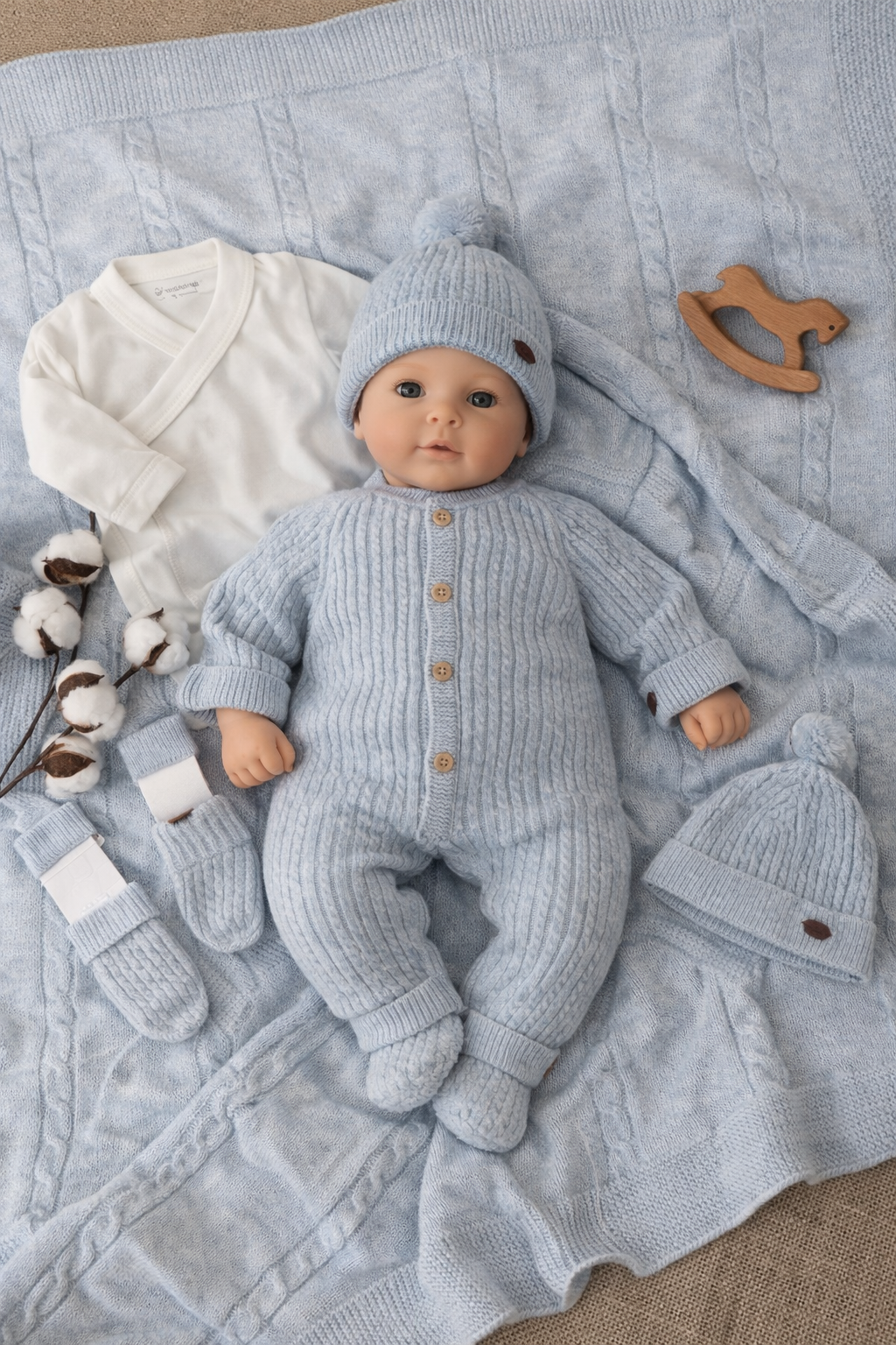 Canastilla de bebé de lana merino - recién nacido