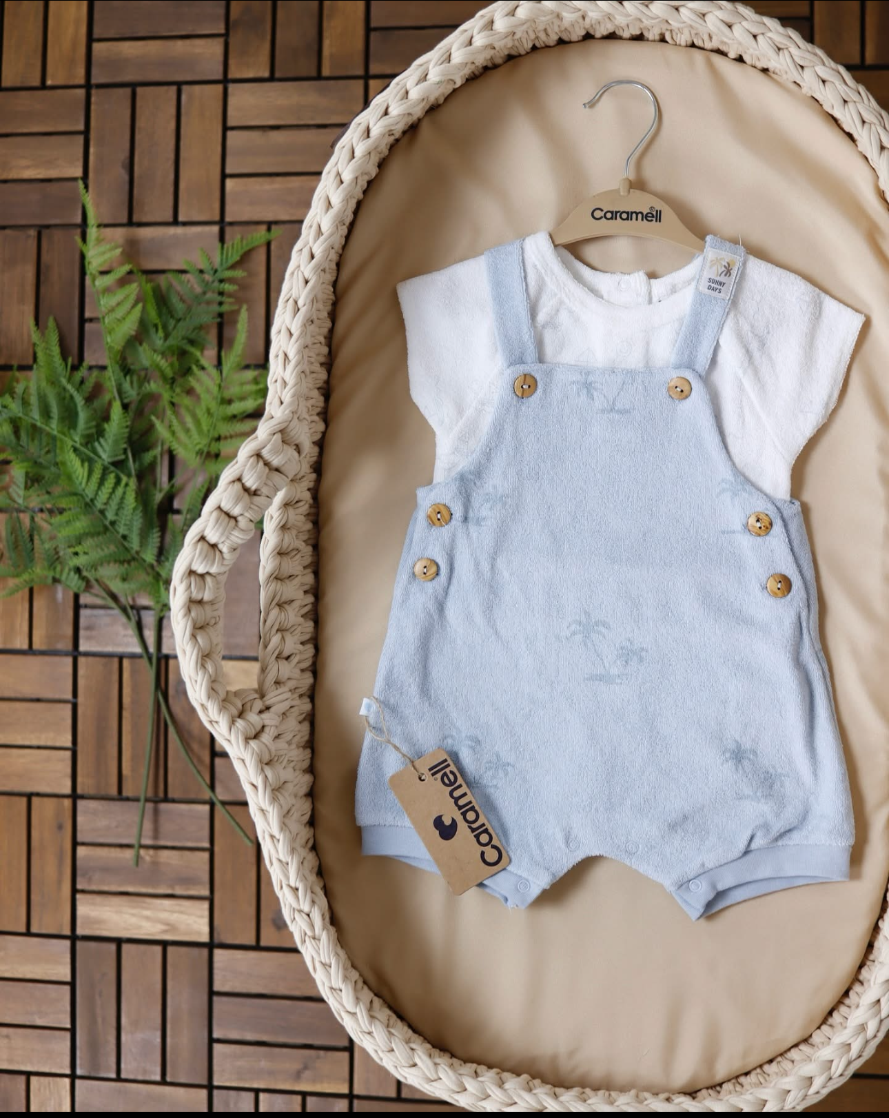 Salopette in spugna di Cotone Biologico con T-shirt