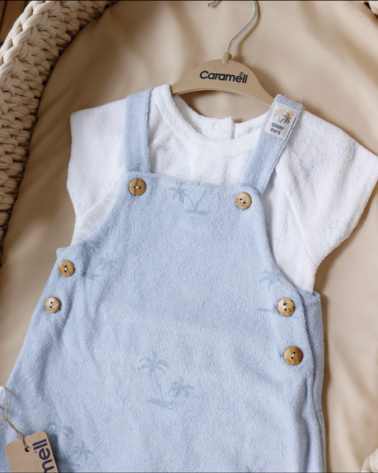 Salopette in spugna di Cotone Biologico con T-shirt