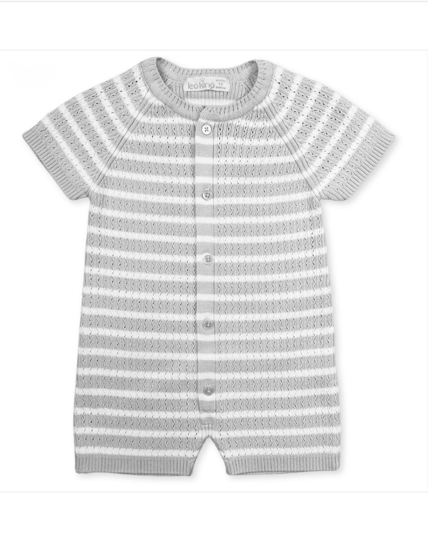 Neutral Striped Knitted Summer Romper for Newborns