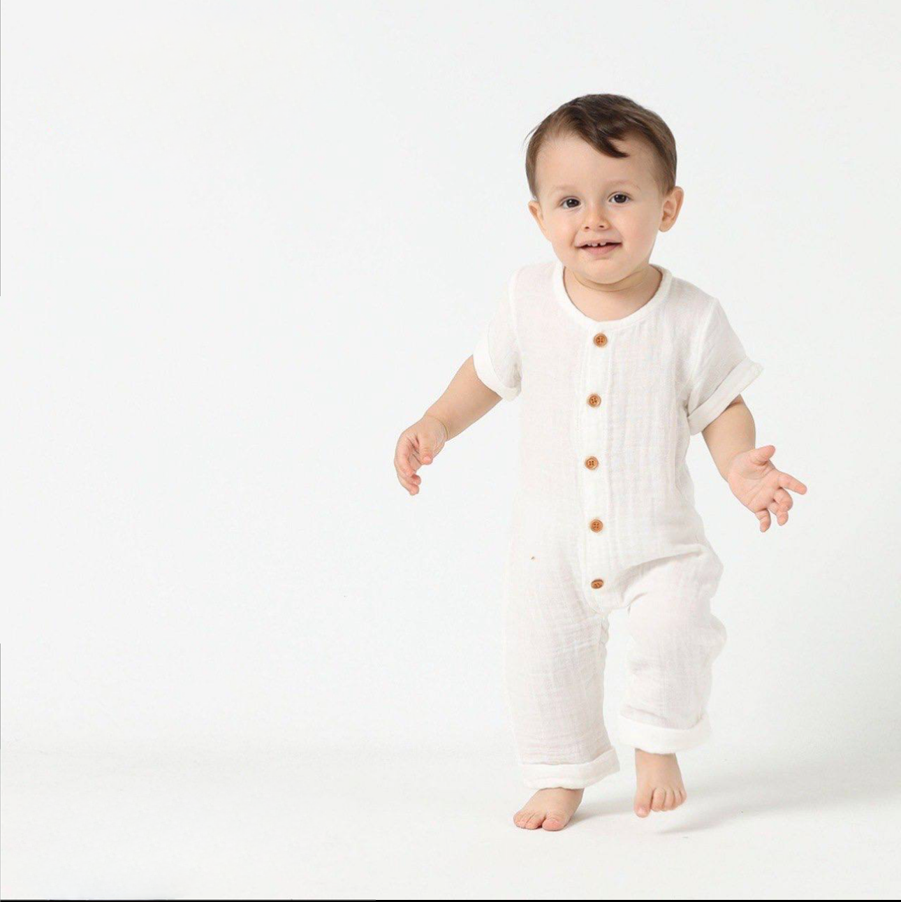 Baby Romper in Cotton Muslin