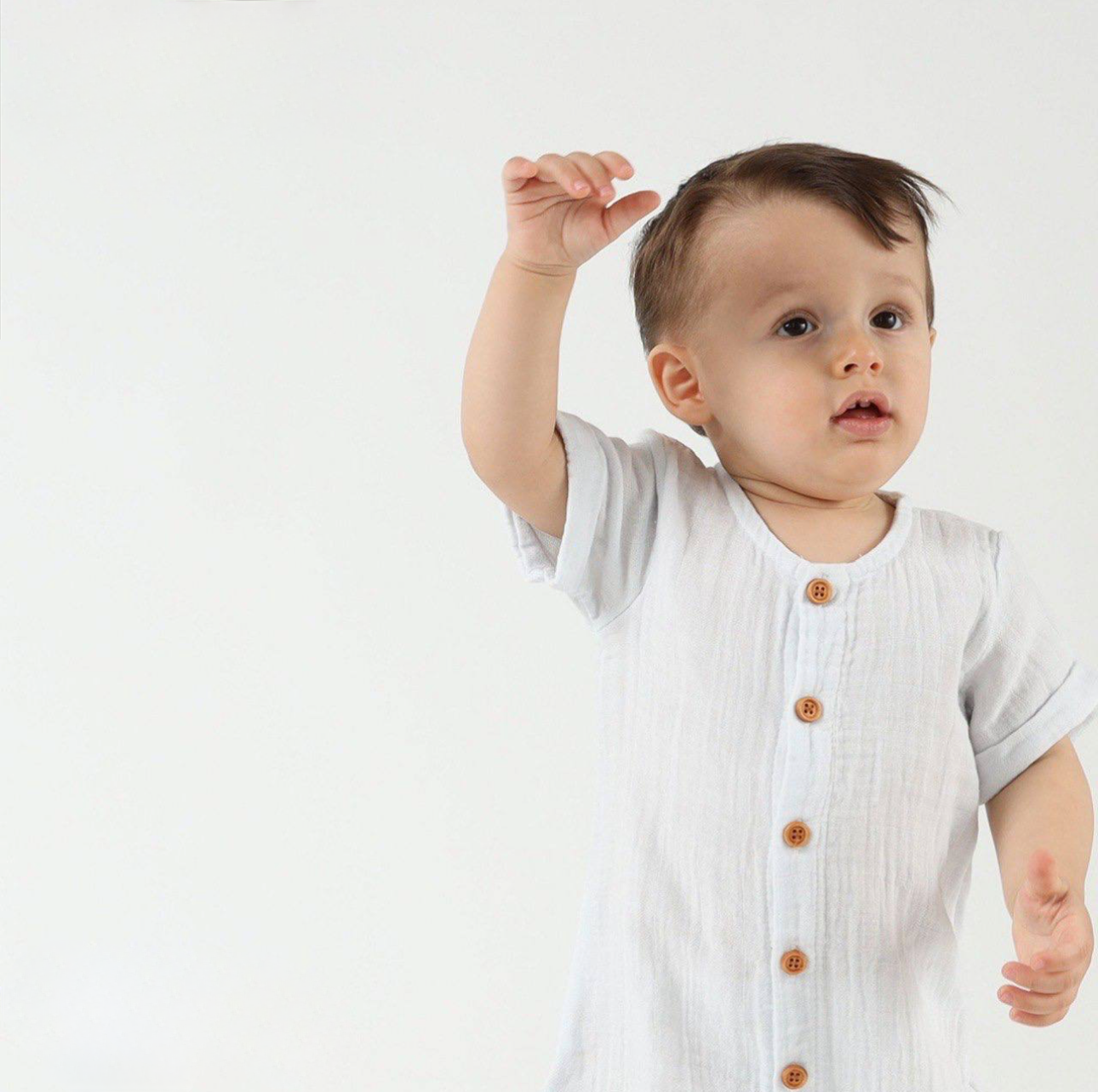 Baby Romper in Cotton Muslin