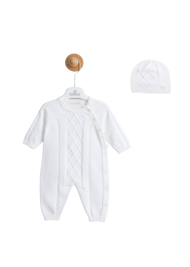 White Knit Baby Romper - Elegance and Sweetness for Your Little One