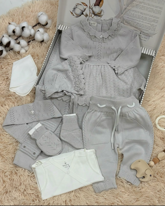 Corredino Nascita Neonata Elegante – 9 Pezzi 100% cotone