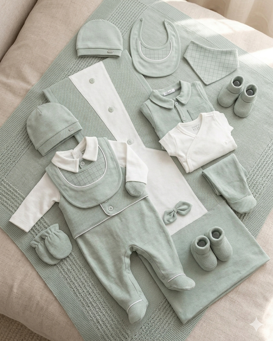 Corredino Nascita Neonato 100% Cotone - 9 Pezzi