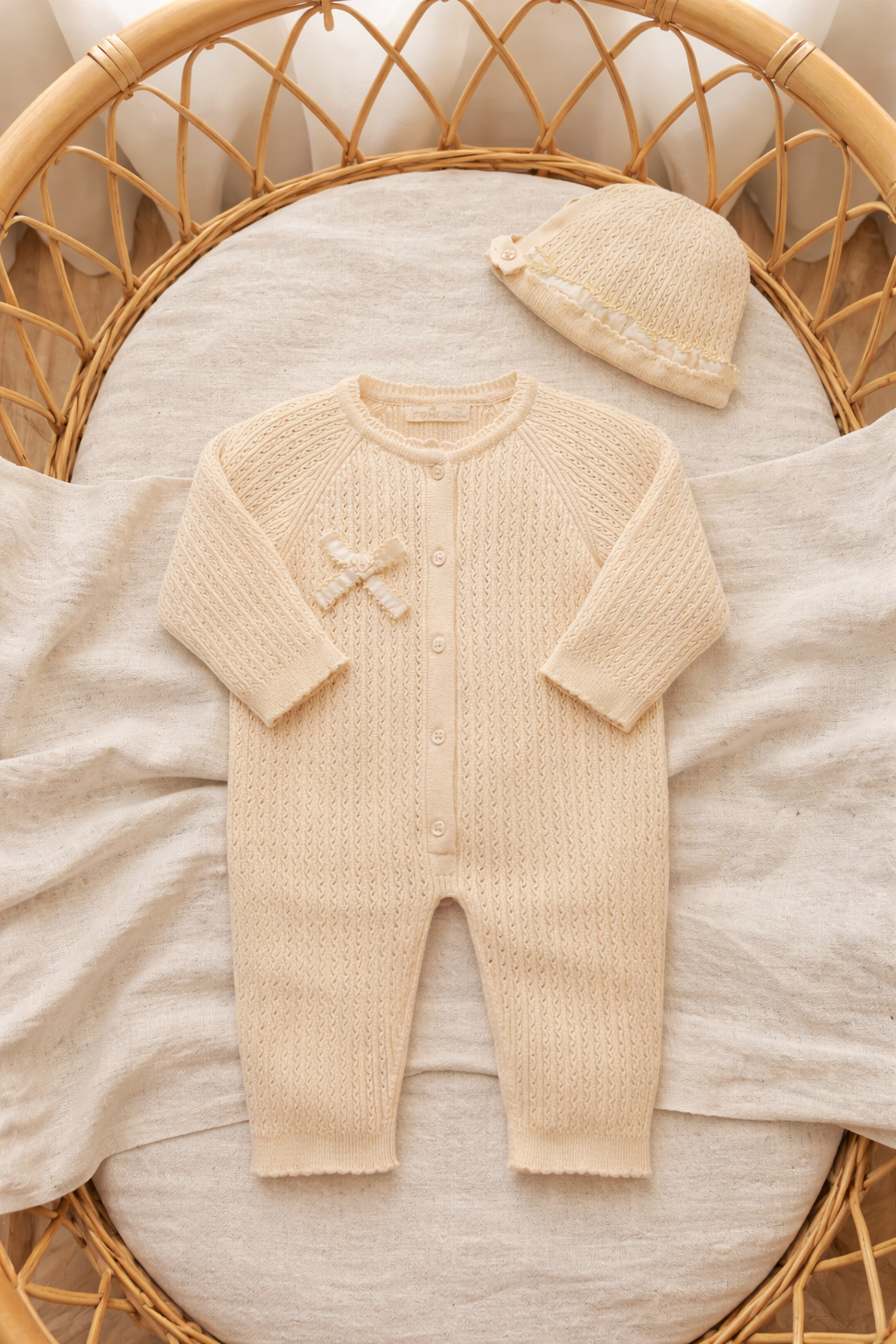 Tutina Neonata con Cuffietta Coordinata 100% cotone