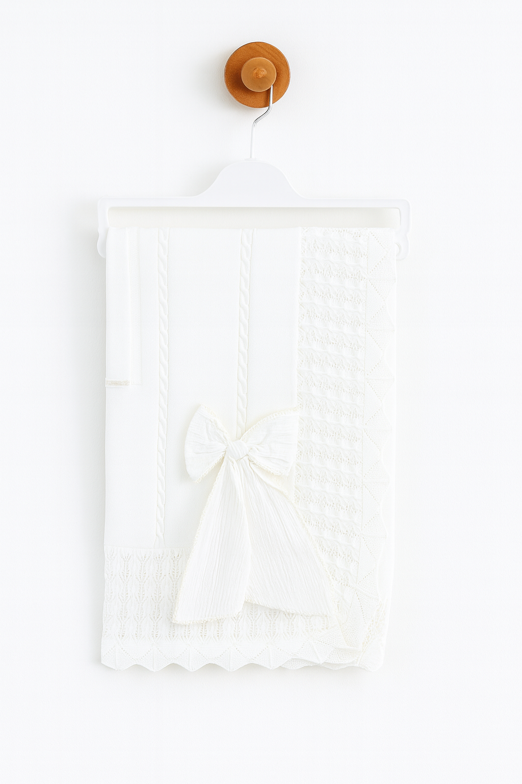 "Elegance and Warmth: Piquet Baby Blanket with Satin Bow"